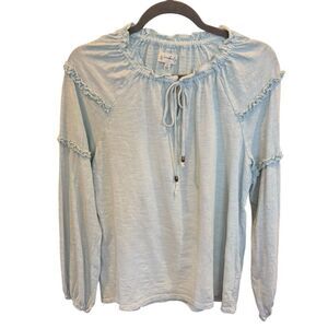 Waverly Light Blue Ruffled Women's Top, ladies small